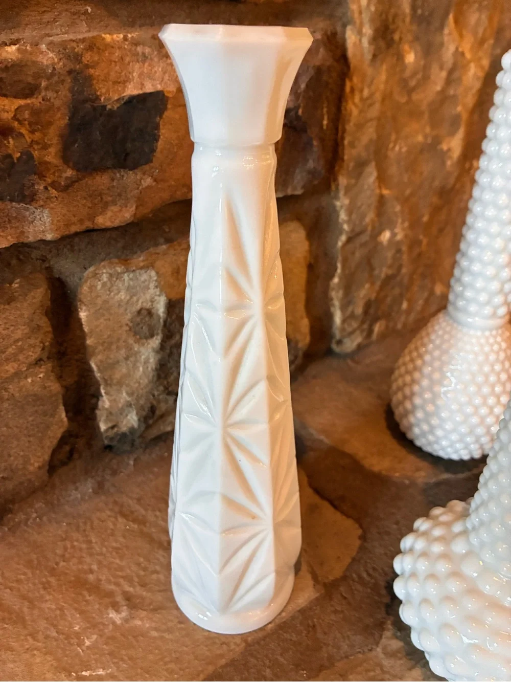 Vintage White Milk Glass Bud Vase set